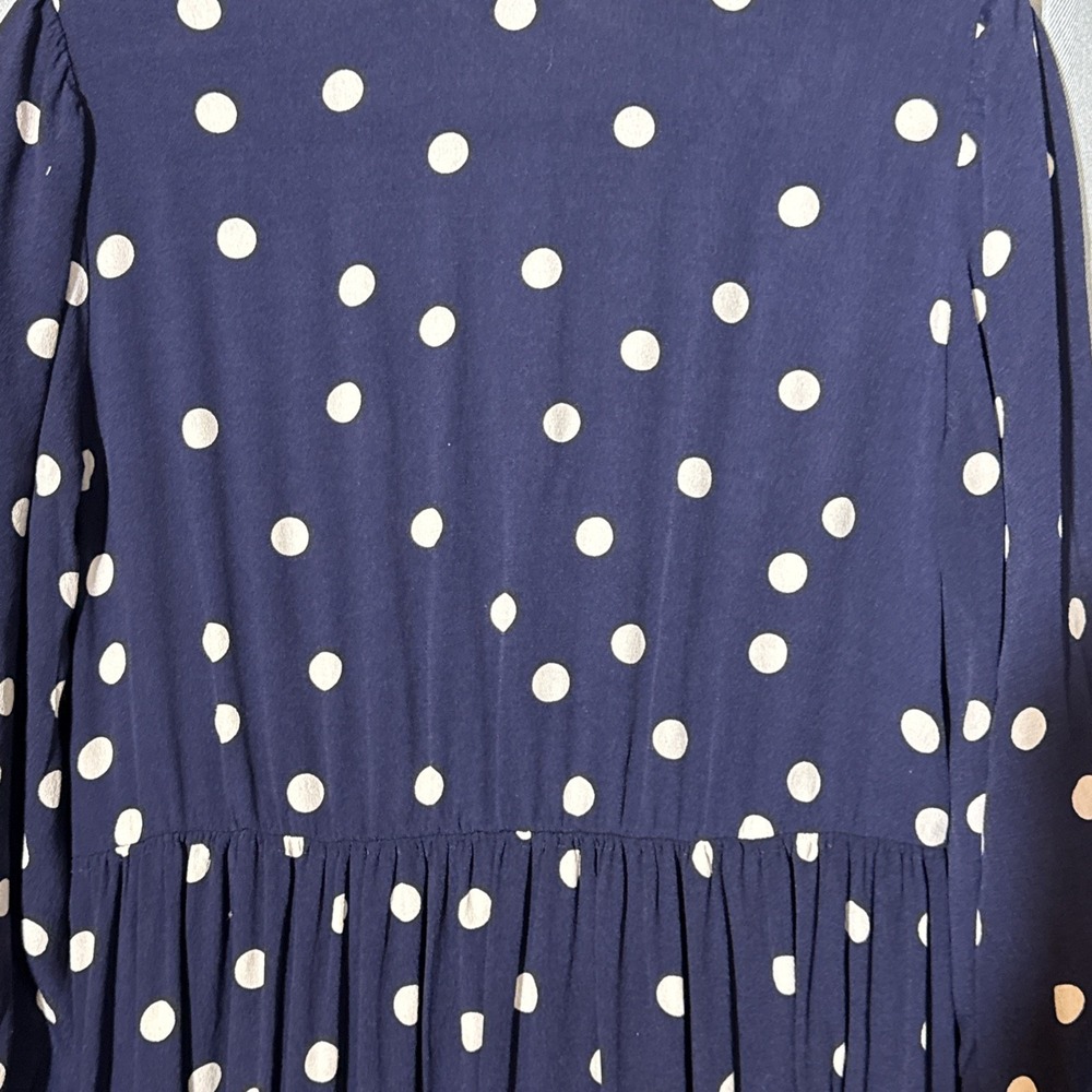 Seraphine Marge Maternity Nursing Dress US 4 Navy Blue Polka Dot V-Neck Midi - Picture 5 of 8